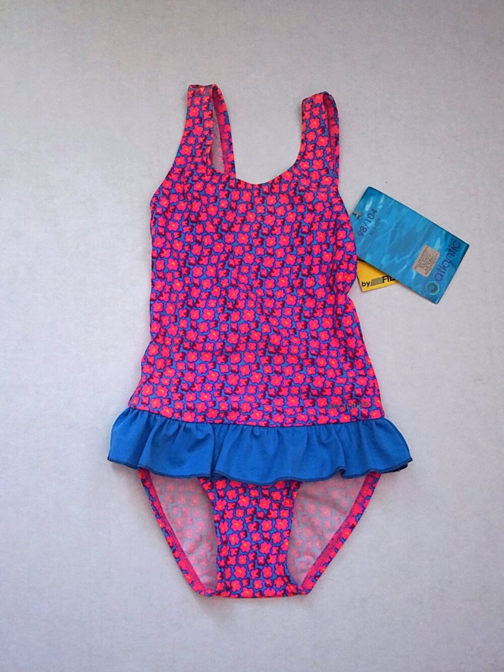 Vintage Made In Poland Baby Girl's Swimsuit One Piece Floral Pink